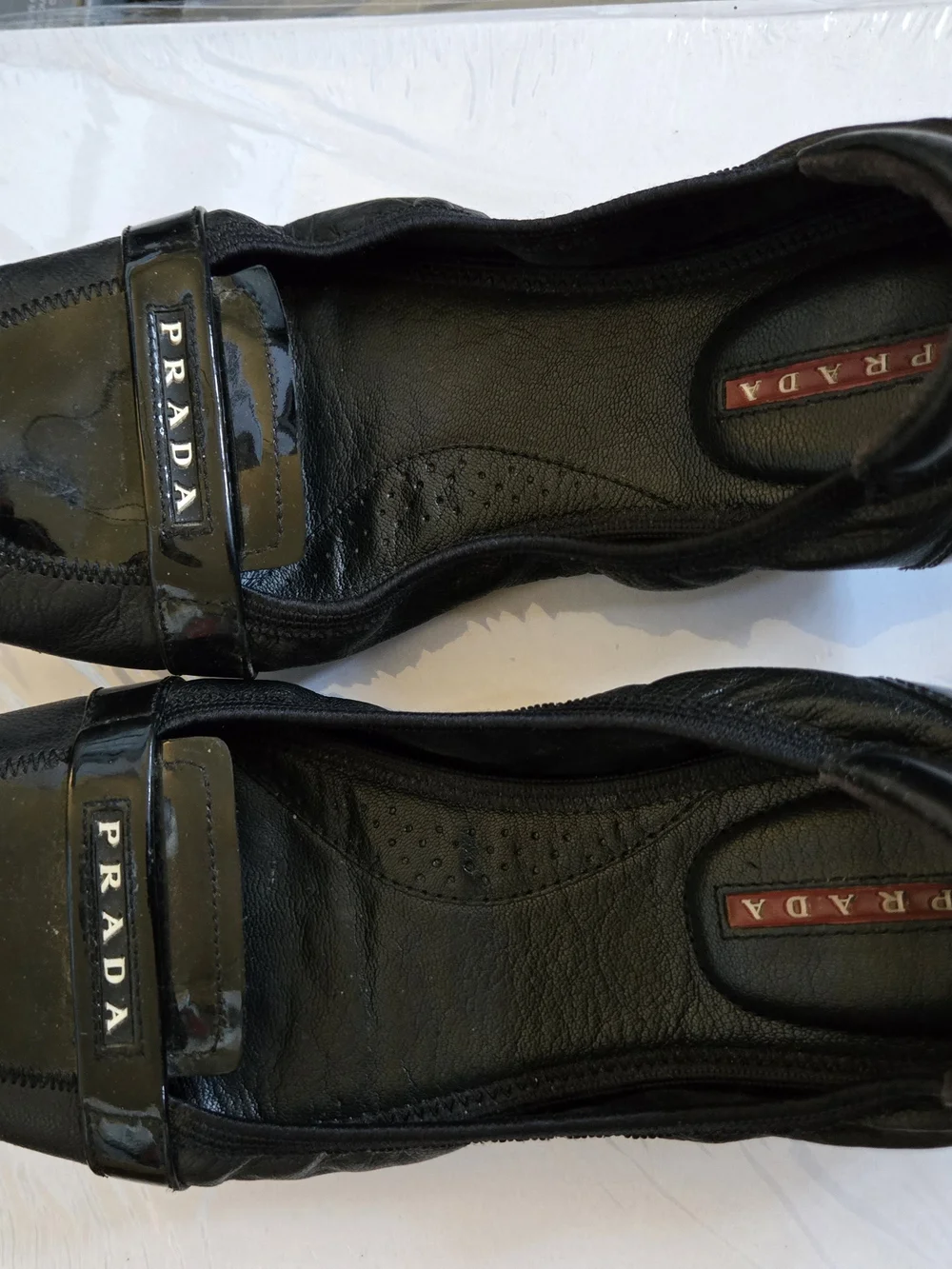 Prada Women's Black Patent & Leather Ballet Loafer